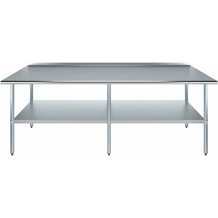 Amgood 30 in. X 96 in. Stainless Steel Prep Table with 1.5in Backsplash WT-3096-BS-Z